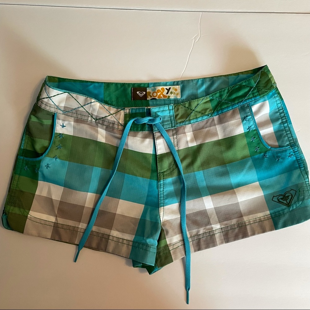 Roxy size 3 blue and green board shorts
